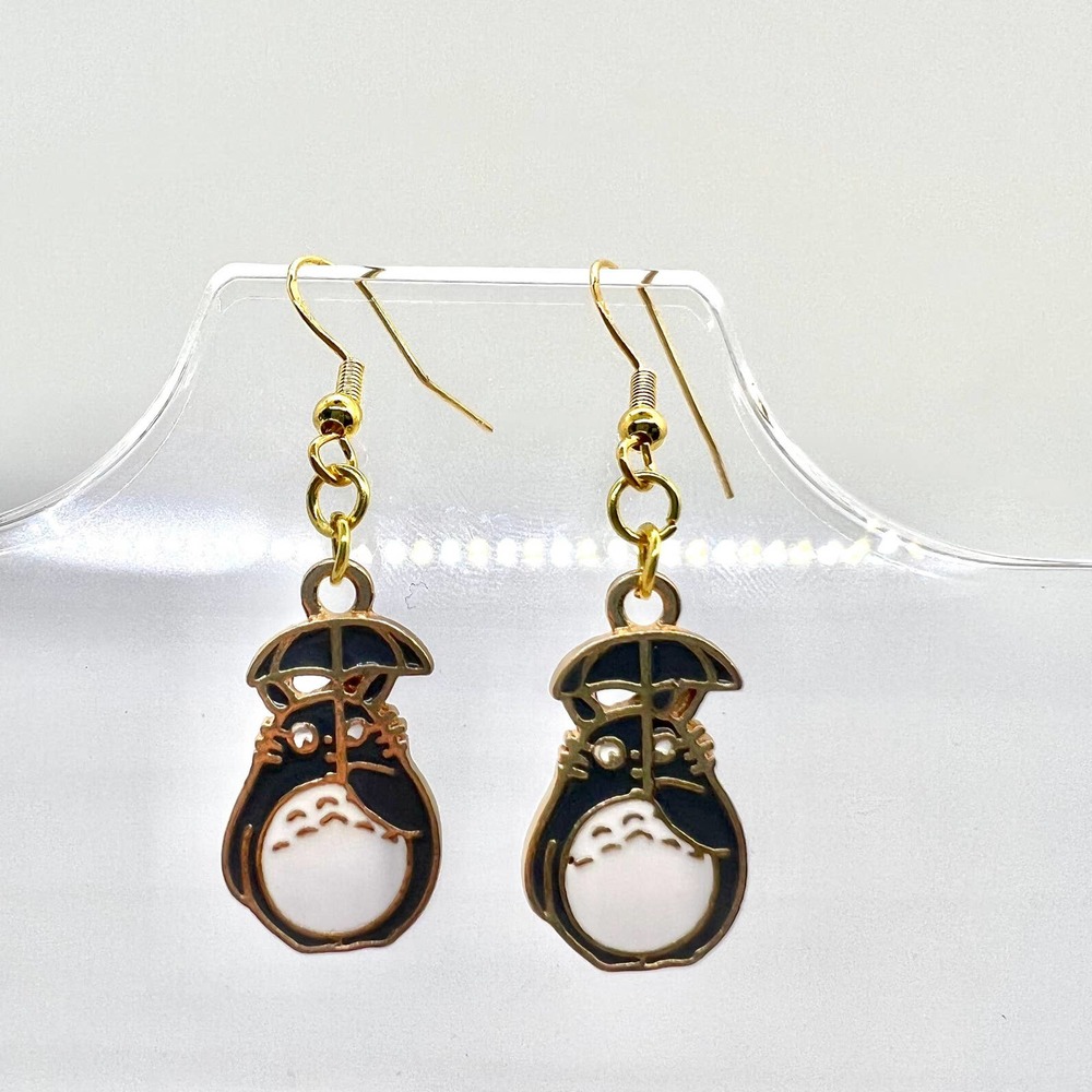 Totoro Earrings - Studio Ghibli Earrings - Umbrella Earrings - Anime Earrings